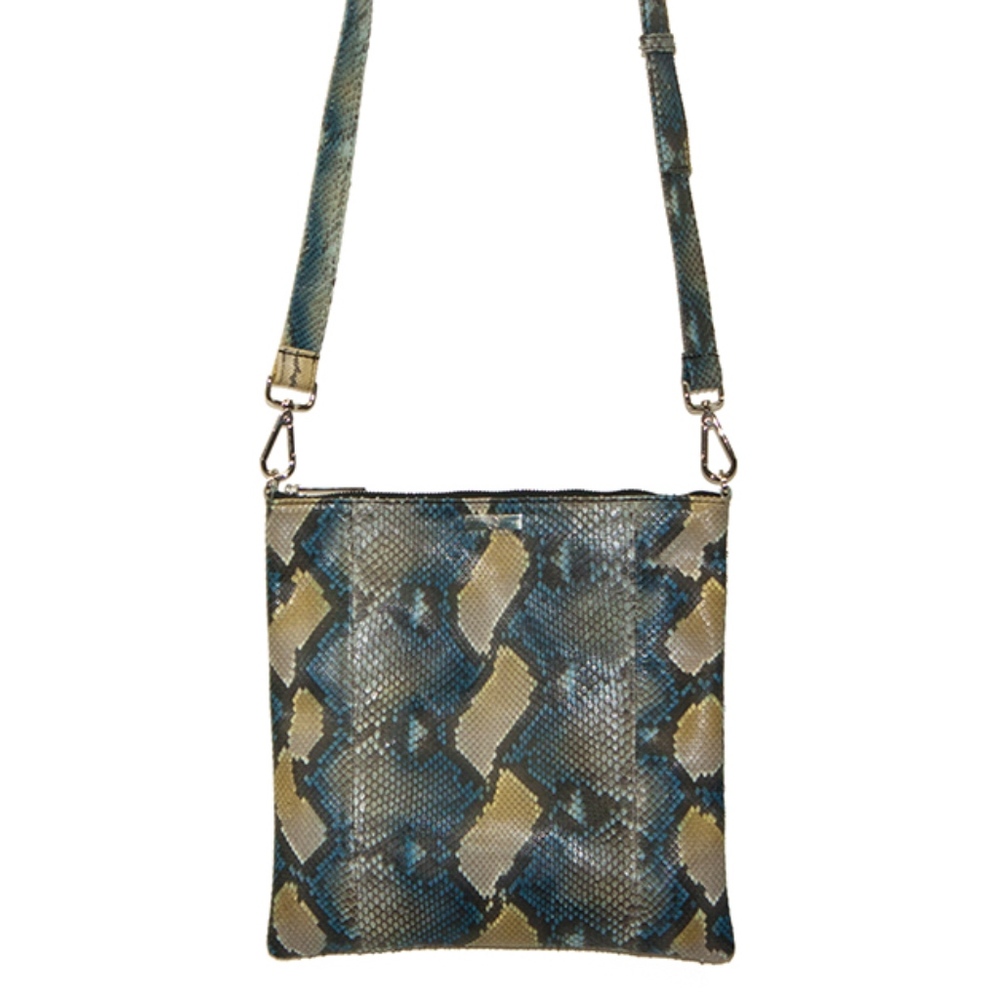 Mini Tokyo Cross-Body, Blue and Gold Snakeskin